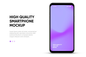 3d high quality vector smartphone mockups. Ultra realistic mobile device UI UX mockup for presentation template. Cellphone frame with blank screen isolated templates. 3d isometric illustration.