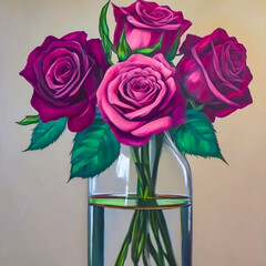 bouquet of roses in vase with background clear.