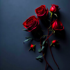 bouquet of roses red with background black.