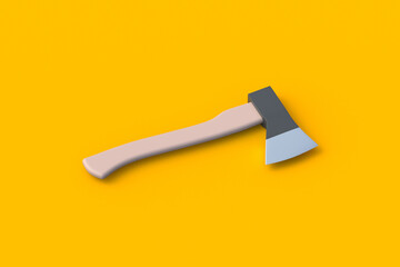 Axe for woodworking. Survival concept. Equipment for camping. Dangerous weapon. Medieval tool. 3d render