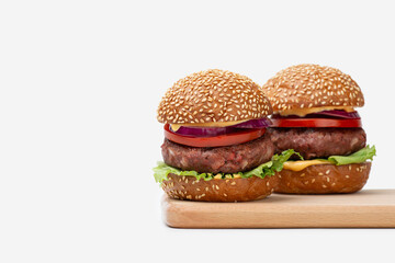 Burger with vegan patty on a white background