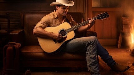 country music, male person wearing cowboy boots,  cowboy hat, 16:9