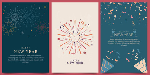 Fototapeta na wymiar happy new year vertical design vector set. for card, poster, banner background