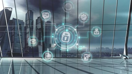 Protecting corporate digital data online. 3D render - Powered by Adobe