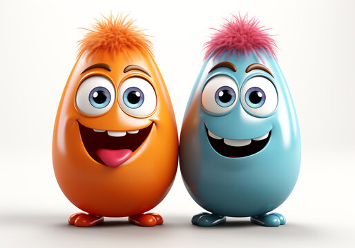Funny colorful Easter egg cartoon. Religion and culture. AI generated
