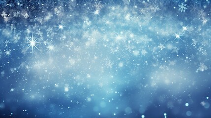 Obraz premium Winter concept. Falling snow on blue pastel background