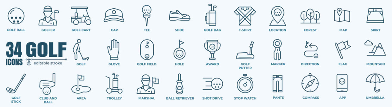 Vector Icons . Thin line icons set. Simple vector icons.Editable line