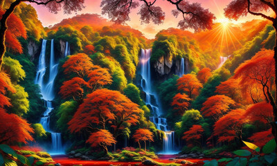 Fototapeta premium Vibrant natural landscape. Generative AI 