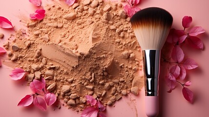 Obraz na płótnie Canvas makeup powder and brush
