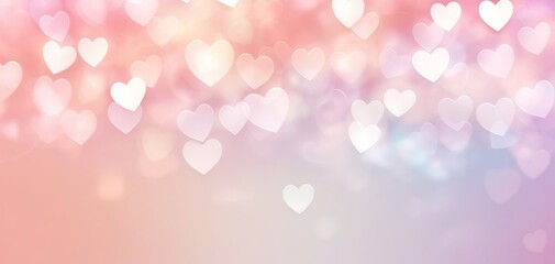 Love heart defocused blurred light bokeh effect background. Abstract pastel background with hearts