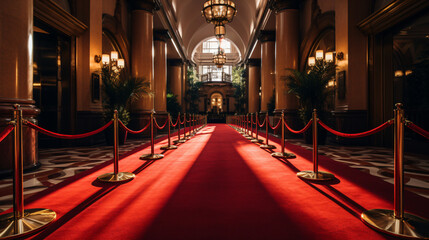 Red Carpet hall hallway barriers red ropes
