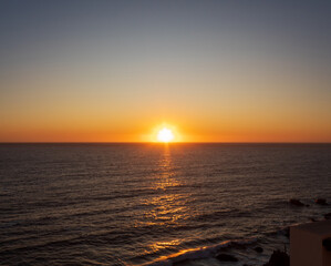 sunset over the pacific sea  beach Reñaca, Viña del Mar, Valparaíso Chile