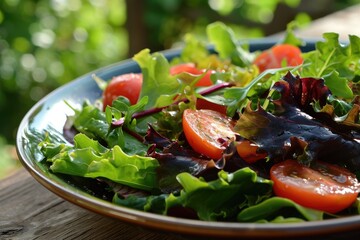 Freshly picked spinach and juicy tomatoes combine in a vibrant garden salad, bursting with the...