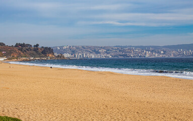 view of the  beach Reñaca, Viña del Mar, Valparaíso Chile