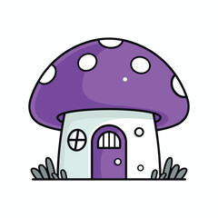Purple mushroom house in a kawaii style © GraphicLoom