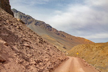 landscape in the desert Cajón del Maipo e Embalse El Yeso, Chile , Santiago, Chile