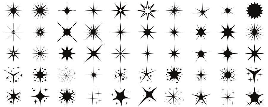  Twinkling stars.Shine icons.Sparkle star icons.Star icons.  Sparkles, shining burst. Christmas vector symbols isolated.  Design on white background.