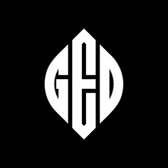 Obraz premium GED circle letter logo design with circle and ellipse shape. GED ellipse letters with typographic style. The three initials form a circle logo. GED Circle Emblem Abstract Monogram Letter Mark Vector.