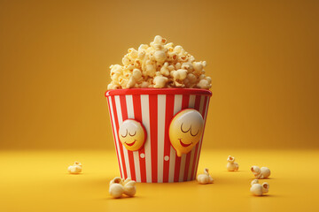 3d animated cartoon cinema popcorn cup - obrazy, fototapety, plakaty