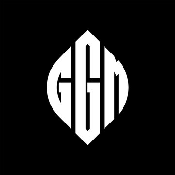 GGM circle letter logo design with circle and ellipse shape. GGM ellipse letters with typographic style. The three initials form a circle logo. GGM Circle Emblem Abstract Monogram Letter Mark Vector.