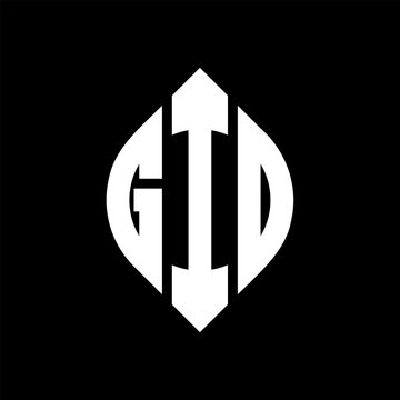 GID circle letter logo design with circle and ellipse shape. GID ellipse letters with typographic style. The three initials form a circle logo. GID Circle Emblem Abstract Monogram Letter Mark Vector.