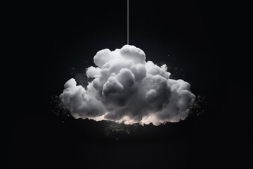3D Realistic Cloud Suspended on a Black Background