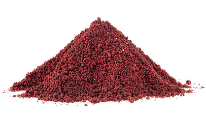 Dry ground sumac spice isolated on a white background. Sumac powder.