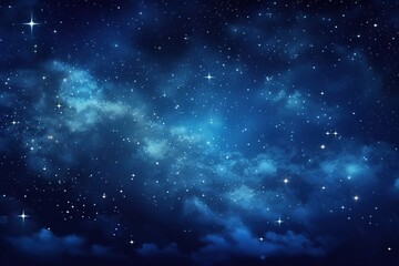 Illustration of night sky with stars and clouds