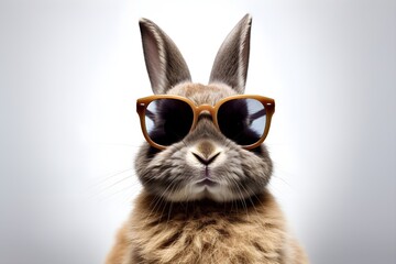easter rabbit with sunglasses isolated on white background