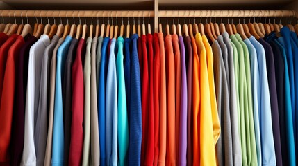 A closet with color-coded hangers for efficient clothing organization
