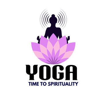 Yoga icon logo art. yoga time to spirituality 