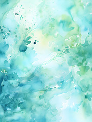 Watercolor blue and green abstract splashes background 