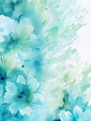 Watercolor blue and green abstract splashes background 
