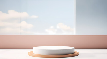 3D rendering minimalist background product booth, podium, stage, product commercial photography background, cosmetics booth