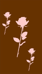 Illustration 3 light pink flowers on brown background