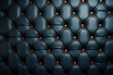 Blue tufted leather background. Button tufted leather sofa texture. Created with generative AI.