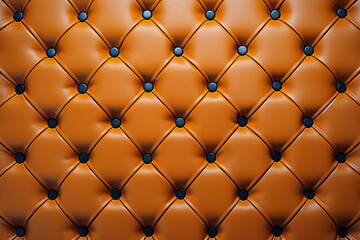 Tan tufted leather background. Button tufted leather sofa texture. Created with generative AI.