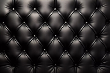 Black tufted leather background. Button tufted leather sofa texture. Created with generative AI.