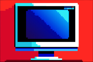 A pixelated retro computer screen. vektor illustation