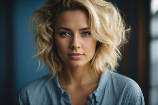 Portrait Of A Blonde Woman In Studio