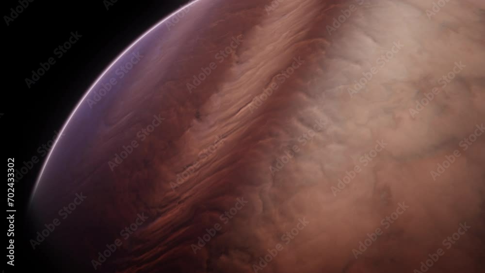 Wall mural giant alien gas planet in deep dark outer space. 3d animation and artistic concept of big jupiter-li