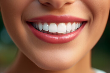 Obraz premium Beautiful cute smile with very clean perfect teeth chin nose and mouth visible