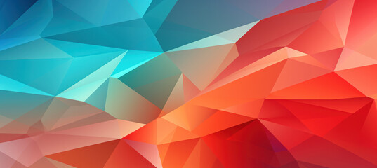 Vibrant Geometric Canvas, Red & Teal Low Poly Background