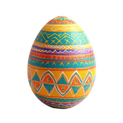 Colorful decorated easter egg isolated on white transparent background