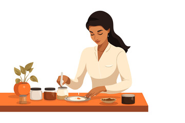 Fototapeta na wymiar woman in business suit practicing Ayurveda isolated vector style illustration
