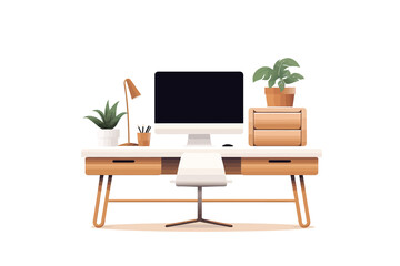 computer table isolated vector style illustration