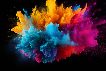 Colourful Powder Explosion Black background