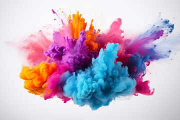 Colourful Powder Explosion white background