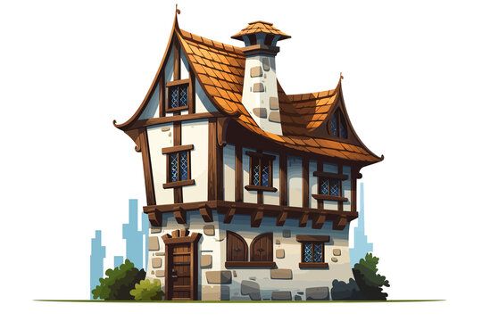 medieval house isolated vector style illustration