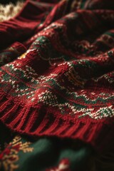 A red and green sweater with a pattern on it. Generative AI.